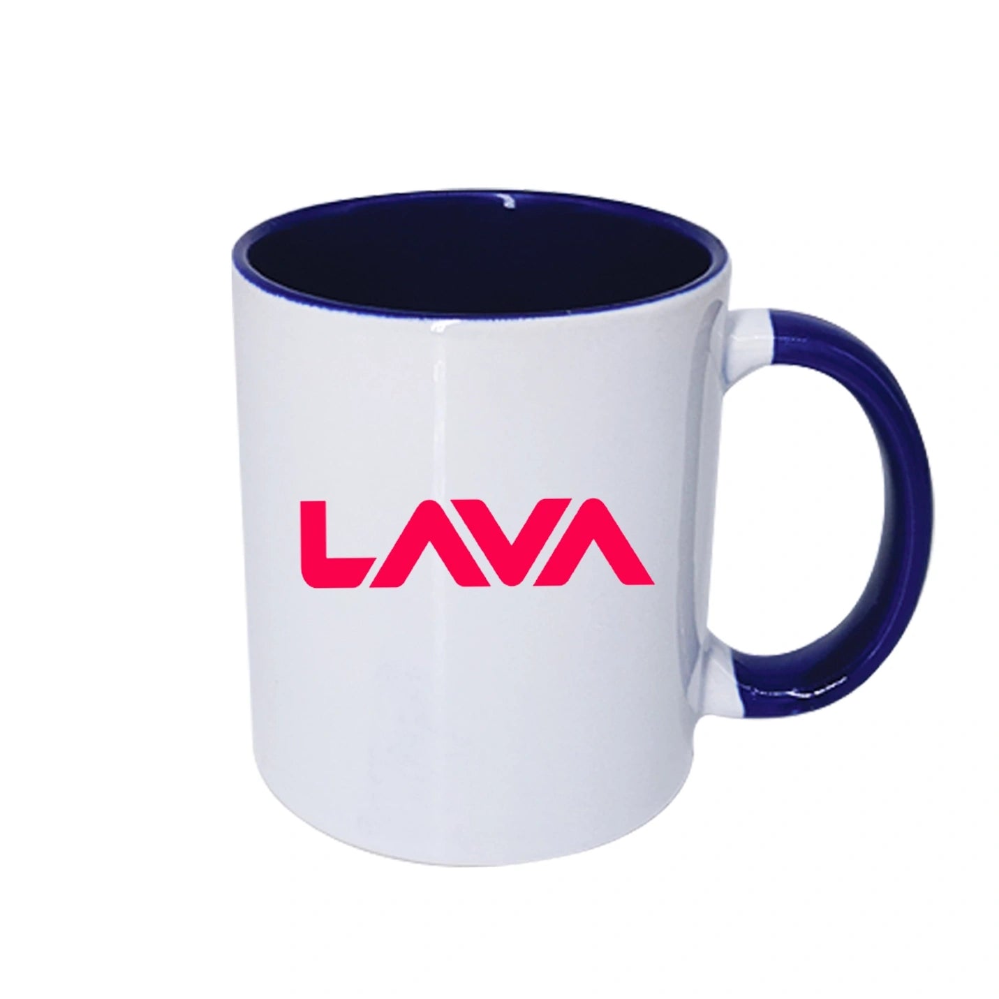 Classic White Sublimatable Ceramic Mugs with Navy Blue Handle Img 2